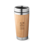 Tasse isotherme personnalisable en acier et bambou 500ml Bamboo avec zone d'impression