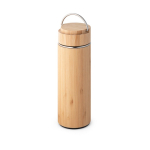 Bouteille isotherme publicitaire et bambou avec infuseur 440ml Natura couleur naturel