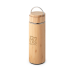 Bouteille isotherme publicitaire et bambou avec infuseur 440ml Natura couleur naturel image avec logo