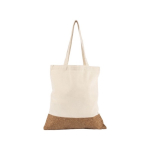 Sacs en coton avec base en liège et longues poignées 160 g/m2 Corizza couleur beige quatrième vue