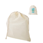Petit sac en filet en coton biologique personnalisable Fruits Organic couleur beige avec zone d'impression
