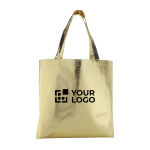 Sac non-tissé laminé brillant avec anses longues 80 g/m² couleur doré avec zone d'impression
