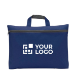 Porte-documents personnalisé économique en polyester 600D Budget couleur bleu foncé avec zone d'impression