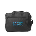 Sacoche pour PC 15'' personnalisée en microfibre et polyester Finance couleur noir avec zone d'impression
