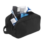 Trousse de toilette publicitaire en polyester à 2 séparations Double couleur noir troisième vue