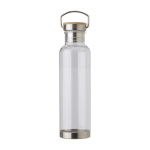 Gourde en tritan avec capuchon en bambou et poignée 800ml Clip couleur transparent première vue