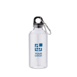 Gourde personnalisée recyclée avec mousqueton 400 ml Cruiser RPET couleur transparent avec zone d'impression