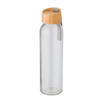Gourde en verre avec bouchon bambou et bande 600 ml Crystal Geometric couleur transparent première vue