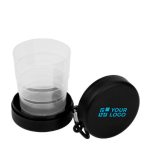 Verre pliant de 220ml pour stocker les médicaments Pillcup Colors couleur noir avec zone d'impression