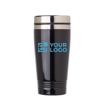 Mug isotherme personnalisé en acier brillant de 450ml Alu Color couleur noir avec zone d'impression