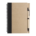 Carnet avec couverture et stylo recyclé B6 pages lignées EcoColors couleur noir première vue