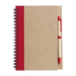 Carnet avec couverture et stylo recyclé B6 pages lignées EcoColors couleur rouge première vue