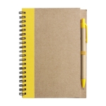 Carnet avec couverture et stylo recyclé B6 pages lignées EcoColors couleur jaune première vue