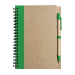 Carnet avec couverture et stylo recyclé B6 pages lignées EcoColors couleur vert première vue