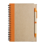 Carnet avec couverture et stylo recyclé B6 pages lignées EcoColors couleur orange première vue