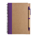 Carnet avec couverture et stylo recyclé B6 pages lignées EcoColors couleur violet première vue