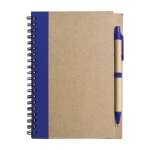 Carnet avec couverture et stylo recyclé B6 pages lignées EcoColors couleur bleu roi première vue