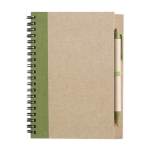 Carnet avec couverture et stylo recyclé B6 pages lignées EcoColors couleur vert clair première vue