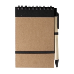 Bloc de notes avec stylo en carton A6 pages lignées EcoSpirale couleur noir première vue