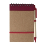 Bloc de notes avec stylo en carton A6 pages lignées EcoSpirale couleur rouge première vue