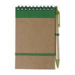 Bloc de notes avec stylo en carton A6 pages lignées EcoSpirale couleur vert première vue