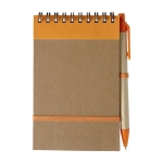 Bloc de notes avec stylo en carton A6 pages lignées EcoSpirale couleur orange première vue