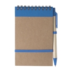 Bloc de notes avec stylo en carton A6 pages lignées EcoSpirale couleur bleu ciel première vue