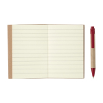 Mini carnets recyclés avec stylo A7 avec des pages lignées EcoPocket couleur rouge deuxième vue