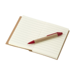 Mini carnets recyclés avec stylo A7 avec des pages lignées EcoPocket couleur rouge troisième vue