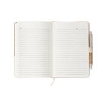 Carnet en liège et lin avec stylo A5 avec des pages lignées Greener couleur marron quatrième vue