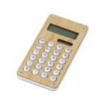 Petite calculatrice en ABS et bambou à énergie solaire et piles Design couleur bois troisième vue