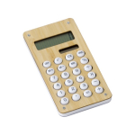 Petite calculatrice en ABS et bambou à énergie solaire et piles Design couleur bois quatrième vue
