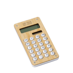 Petite calculatrice en ABS et bambou à énergie solaire et piles Design couleur bois avec zone d'impression