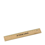 Règle promotionnelle en bambou avec centimètres et pouces 15cm Bamboo couleur marron avec zone d'impression