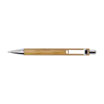 Stylo avec corps en bois et finition chromée à l'encre bleue