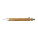 Stylo avec corps en bois et finition chromée à l'encre bleue couleur marron deuxième vue