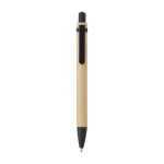 Stylo avec corps en bois et finition chromée à l'encre bleue