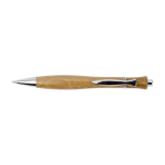 Stylo en bois avec ferrures métalliques et encre noire Curvy couleur marron première vue