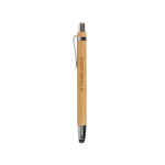 Stylo au finition argent et pointeur encre noire Multifonction Bamboo couleur bois avec zone d'impression