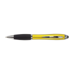 Stylo antidérapants avec stylet et encre caoutchoutée noire Touch couleur jaune première vue