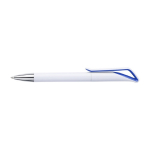Stylos à bille publicitaires ABS Encre Bleue avec clip Cygne blanc couleur bleu première vue