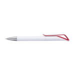 Stylos à bille publicitaires ABS Encre Bleue avec clip Cygne blanc couleur rouge première vue