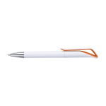 Stylos à bille publicitaires ABS Encre Bleue avec clip Cygne blanc couleur orange première vue