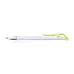 Stylos à bille publicitaires ABS Encre Bleue avec clip Cygne blanc couleur vert clair première vue