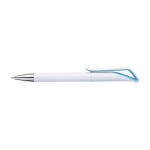 Stylos à bille publicitaires ABS Encre Bleue avec clip Cygne blanc couleur bleu ciel première vue