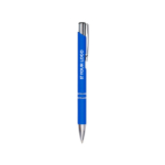 Stylo de qualité en métal avec finitions argentées Encre bleue Glober couleur bleu roi avec zone d'impression