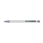 Stylo en plastique avec logo à effet miroir couleur blanc première vue