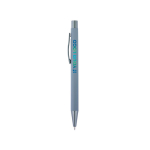Stylo en plastique avec logo à effet miroir couleur gris avec zone d'impression
