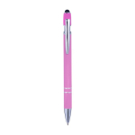 Stylo en aluminium avec finition caoutchoutée et couleur Alu Even couleur rose première vue
