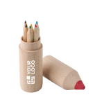 6 crayons de couleur promotionnels dans un tube crayon Mini Pencil couleur marron avec zone d'impression
